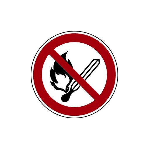 Verbotszeichen Feuer, offenes Licht und Rauchen verboten Alu 200 mm