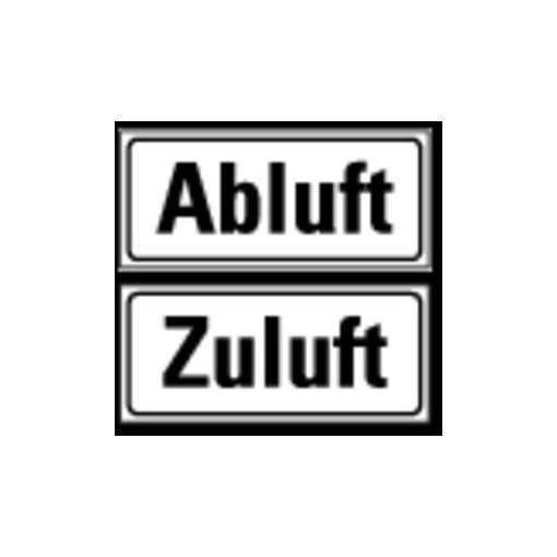 Hinweisschild Abluft/Zuluft 2-tlg. Folie 40x90 mm