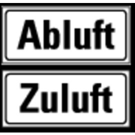 Hinweisschild Abluft/Zuluft 2-tlg. Folie 40x90 mm