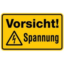 Hinweisschild Vorsicht Spannung Aluminium 120x200 mm