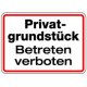 Hinweisschild Privatgrundstück Betreten verboten Aluminium 180x250 mm