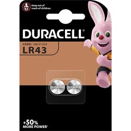 Knopfzelle Duracell 1,5 V LR 43 2er Pack (Blister)