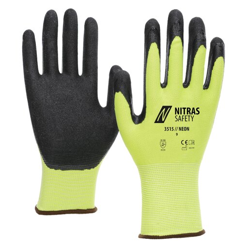 144 Paar Polyesterhandschuhe NITRAS® NEON 3515 Größe 11