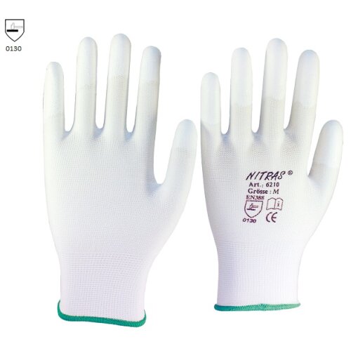 1 Paar Nylonhandschuhe -Fingerkuppen beschichtet-  NITRAS® 6210 Größe 10 (XXL)