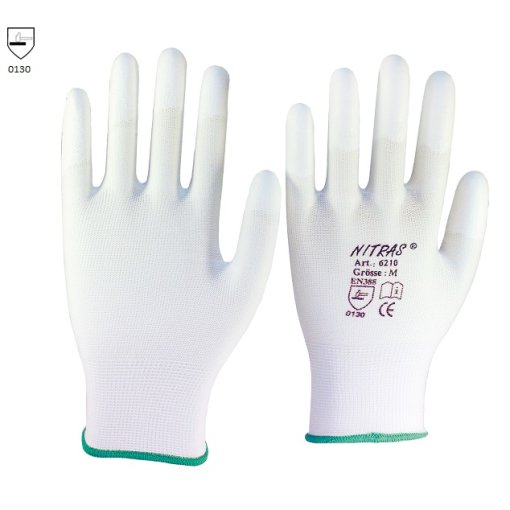 12 Paar Nylonhandschuhe -Fingerkuppen beschichtet-  NITRAS® 6210 Größe 6 (S)