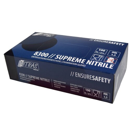 1 Box Nitril-Einweghandschuh Nitras® 8300 SUPREME NITRILE, ungepudert Größe M