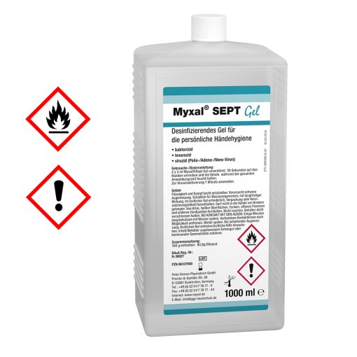 H&auml;ndedesinfektionsmittel MYXAL&reg; SEPT Gel 1 L Hartflasche