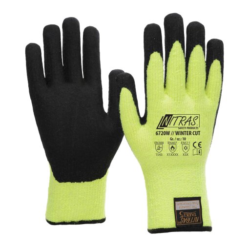 1 Paar Winter-Schnittschutz-Handschuh NITRAS WINTER CUT 6720W Gr.10
