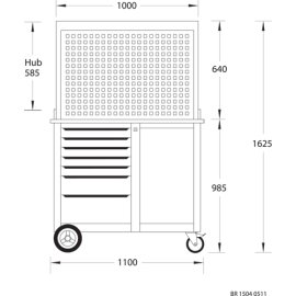 Rollwerkbank mit Rückwand und Hakensortiment Gedore BR 1504 0511 LH