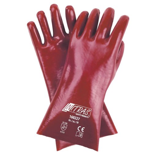 PVC-Handschuhe, rot, vollbeschichtet, EN 388 Größe 10 Nitras