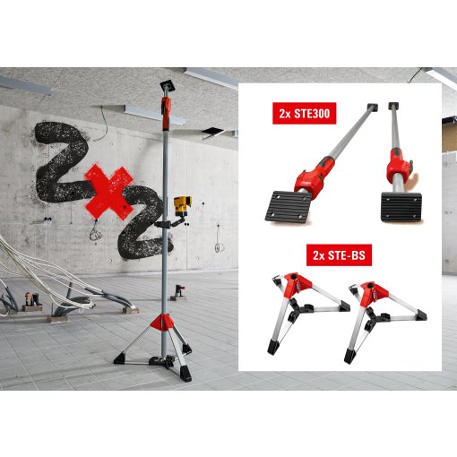 BESSEY Set 2x Decken- und Montagestützen STE300, 2x Baustativ STE-BS