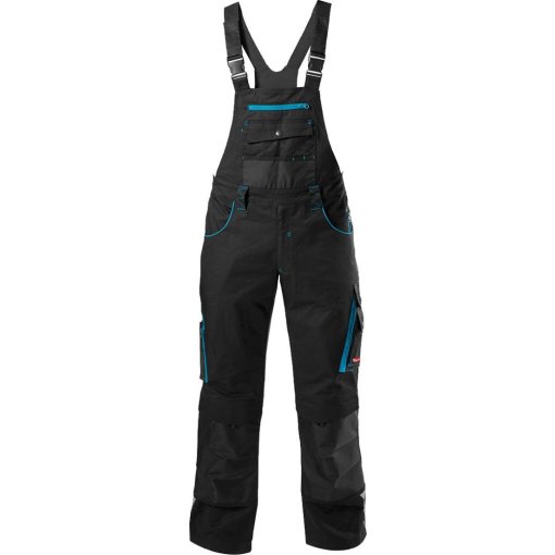 FORTIS H-Latzhose 24, schwarz/türkis, Gr. 48