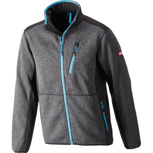 Strickjacke,Softshell,Gr. 4XL,dunkelgrau-türkis,FORTIS