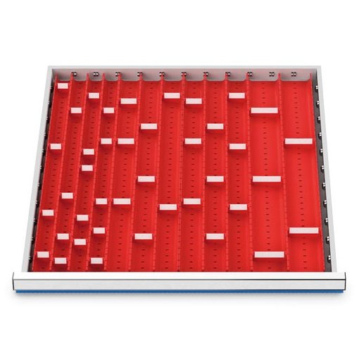 Muldenplatten Set 56-teilig, R 24-24, Schubladennutzmaß 600 x 600 mm, Blendenhöhe 50 / 75 mm Maße in mm (BxTxH): 600 x 600 x 30