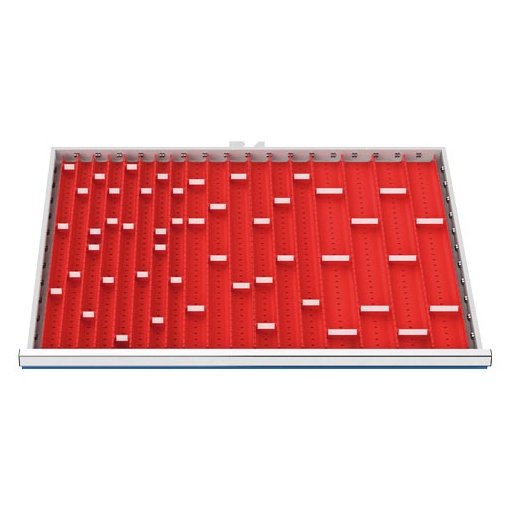 Muldenplatten Set 71-teilig, R 36-24, Schubladennutzmaß 900 x 600 mm, Blendenhöhe 50 / 75 mm Maße in mm (BxTxH): 900 x 600 x 30