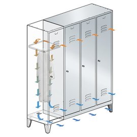 Garderobenschrank mit 150 mm hohen Füßen,
 Abteilbreite in mm: 300 Maße in mm (BxTxH): 610 x 500 x 1850