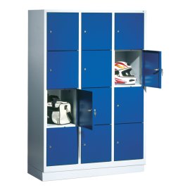 Fächerschrank mit 150 mm hohen Füßen,
 Abteilbreite in mm: 400, Abteile: 3 x 4 Maße in mm (BxTxH): 1200 x 500 x 1850