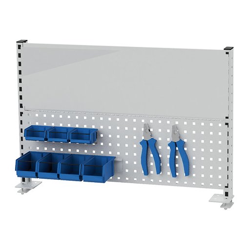Multi-Wand-Aufbau Breite 1000, 1x Lochwand, 1x Magnetwand, 1x Info-Tasche DIN A4 Maße in mm (BxH): 1000 x 650