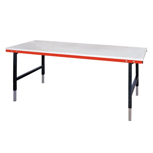Pack- und Arbeitstisch höhenverstellbar Breite 1600 Areitsplatte melaminharzbeschichtet 30 mm Klemmfeststellung Maße in mm (BxT): 1600 x 800