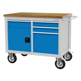 Mobile Werkbank, Tiefe 750 mm, R 18-24, Schubladenanzahl: 4, Anzahl Flügeltüren: 1 Maße in mm (BxTxH): 1250 x 750 x 995