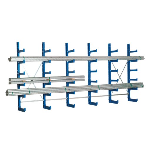 Kragarmregal Anbauregal Einseitig mit 6 x verstellbaren Armen 500 mm 2x Diagonalstreben, Fledlast 2000 kg  1000 x 500 x 2500 mm Maße in mm (BxTxH): 1000 x 500 x 2500