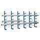 Kragarmregal Anbauregal Doppelseitig mit 12 x verstellbaren Armen 500 mm 1x Diagonalstreben, Feldlast 4000 kg 1000 x 1000 x 2500 mm Maße in mm (BxTxH): 1000 x 1000 x 2500
