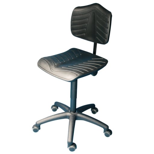 Supersofter Arbeitsstuhl mit Bodengleiter, Sitzhöhe 440 - 630 mm, Sitzfläche: PU schwarz