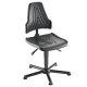 Arbeitsdrehstuhl mit Bodengleitern, Sitzhöhe 490 - 630 mm, Sitzfläche: PU schwarz Maße in mm (BxT): 480 x 470