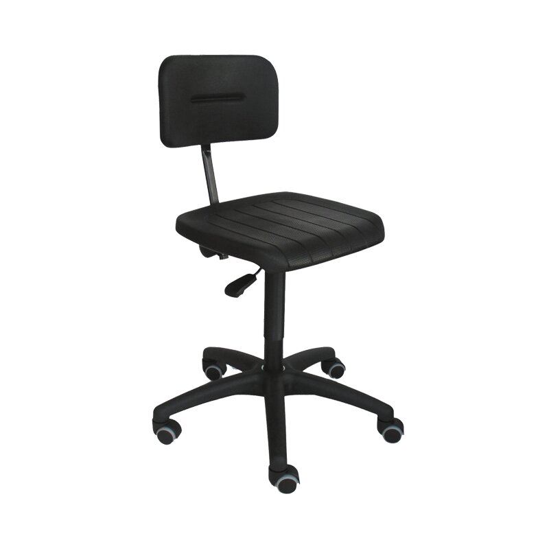 Arbeitsstuhl Mit Buchen-Sitz, Drehspindel Und Rollen – Höhenverstellbar, Markenlos