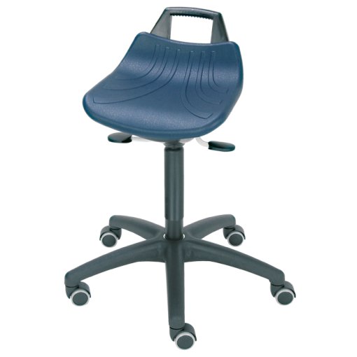 Stehhilfe mit Bodengleitern, Sitzhöhe 600 - 860 mm, Sitzfläche: PU blau