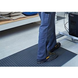 Arbeitsplatzmatte STANDARD Comfort, Oberfläche mit Rundnoppen, Unterseite glatt, auf Polyetherbasis oder anstistatisch Maße in mm (BxT): 640 x 940