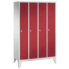 Garderobenschrank mit 150 mm hohe Füße, 2x Abteil, Abteilbreite in mm: 300, Drehriegelverschluss für Vorhängeschloss Maße in mm (BxTxH): 610 x 500 x 1850