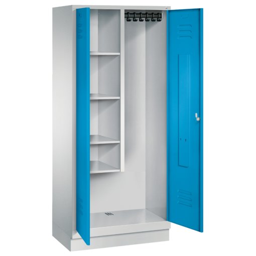 Raumpflege-/Geräteschrank mit 150 mm hohe Füße, Abteilbreite in mm: 300 Maße in mm (BxTxH): 610 x 500 x 1850