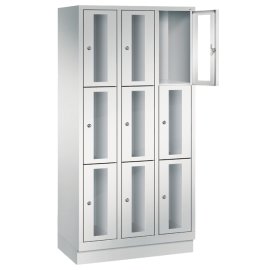 Fächerschrank mit 100 mm hoher Sockel, 3 x 3 Abteile, Abteilbreite in mm: 300 Maße in mm (BxTxH): 900 x 500 x 1800