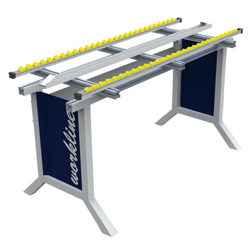 workline Grundgestell mit Röllchenbahn, Tiefe 600, Klemmfeststellung Maße in mm (BxT): 1000 x 600