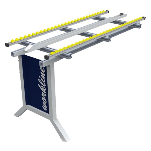 workline Anbaugestell mit Röllchenbahn, Tiefe 600, Klemmfeststellung Maße in mm (BxT): 1000 x 600