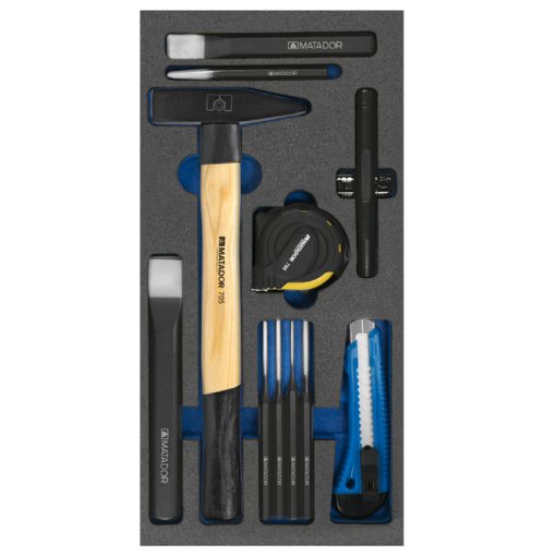 Werkzeugeinsatz, Hammer-, Meißel- und Treiber-Satz 11-tlg. Maße in mm (BxTxH): 400 x 200 x 25