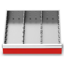 Metalleinteilung Set 2-teilig, R 18-16, Schubladennutzmaß 450 x 400 mm, Blendenhöhe 75 mm Maße in mm (BxTxH): 450 x 400 x 75