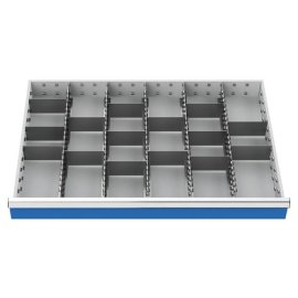 Metalleinteilung Set 20-teilig, R 36-24, Schubladennutzmaß 900 x 600 mm, Blendenhöhe 50 mm Maße in mm (BxTxH): 900 x 600 x 50