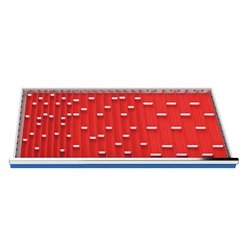 Muldenplatten Set 91-teilig, R 48-24, Schubladennutzmaß 1200 x 600 mm, Blendenhöhe 75 mm, Maße in mm (BxTxH): 1200 x 600 x 30