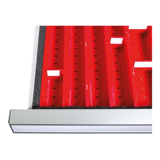 Distanzleisten für Kleinteilekästen pro Schublade, R 36-24, Schubladennutzmaß 900 x 600 mm, Blendenhöhe 50