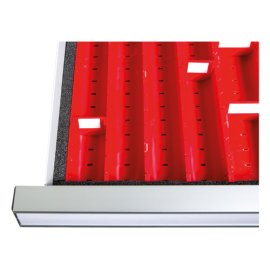 Distanzleisten für Kleinteilekästen pro Schublade, R 36-24, Schubladennutzmaß 900 x 600 mm, Blendenhöhe 100