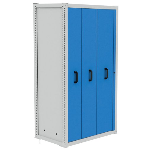 Modul 4 | 1000, 2x Tragrahmen, 1x Rückwand, 2x Zwischenwand,  1x Tragbodensatz mit Zylinderschloss, 3x Vertikalauszug Maße in mm (BxTxH): 1049 x 733 x 2030