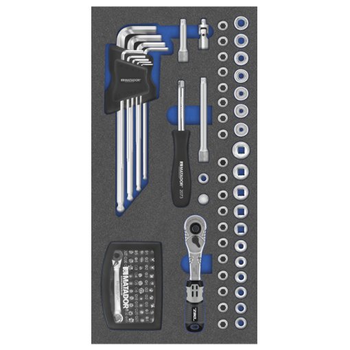 Werkzeugeinsatz, Steckschlüssel-Satz 1/4”, 84-tlg. Maße in mm (BxTxH): 400 x 200 x 25