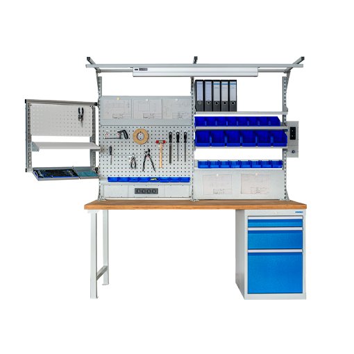 Reihenwerkbank, Tiefe 750 mm, R 18-24, Schubladenanzahl: 3 Maße in mm (BxTxH): 2000 x 750 x 859