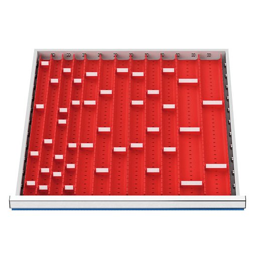 Schubladeneinteilung R 24-24 mit Muldenplatten für Front 50/75 mm Maße in mm (BxT): 600 x 600