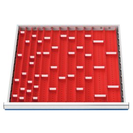 Schubladeneinteilung R 24-24 mit Muldenplatten für Front 50/75 mm Maße in mm (BxT): 600 x 600