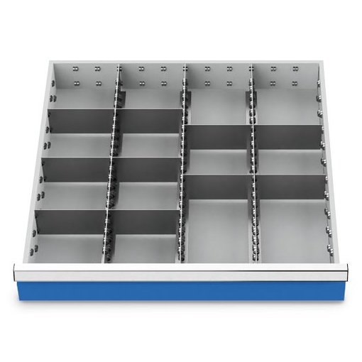 Schubladeneinteilung R 24-24 mit Metalleinteilung für Front 100 mm Maße in mm (BxT): 600 x 600