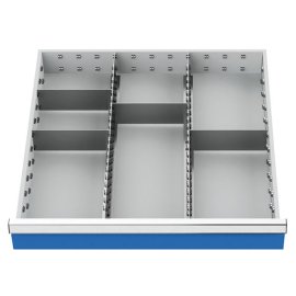 Schubladeneinteilung R 24-24 mit Metalleinteilung für Front 100 mm Maße in mm (BxT): 600 x 600