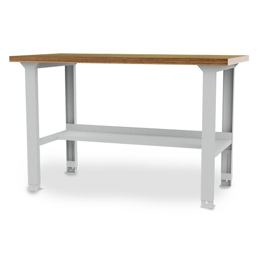 Reihenwerkbank Breite 2000 mm, 1 x Fachboden halbe Tiefe, stufenlos höhenverstellbar Maße in mm (BxT): 2000 x 750